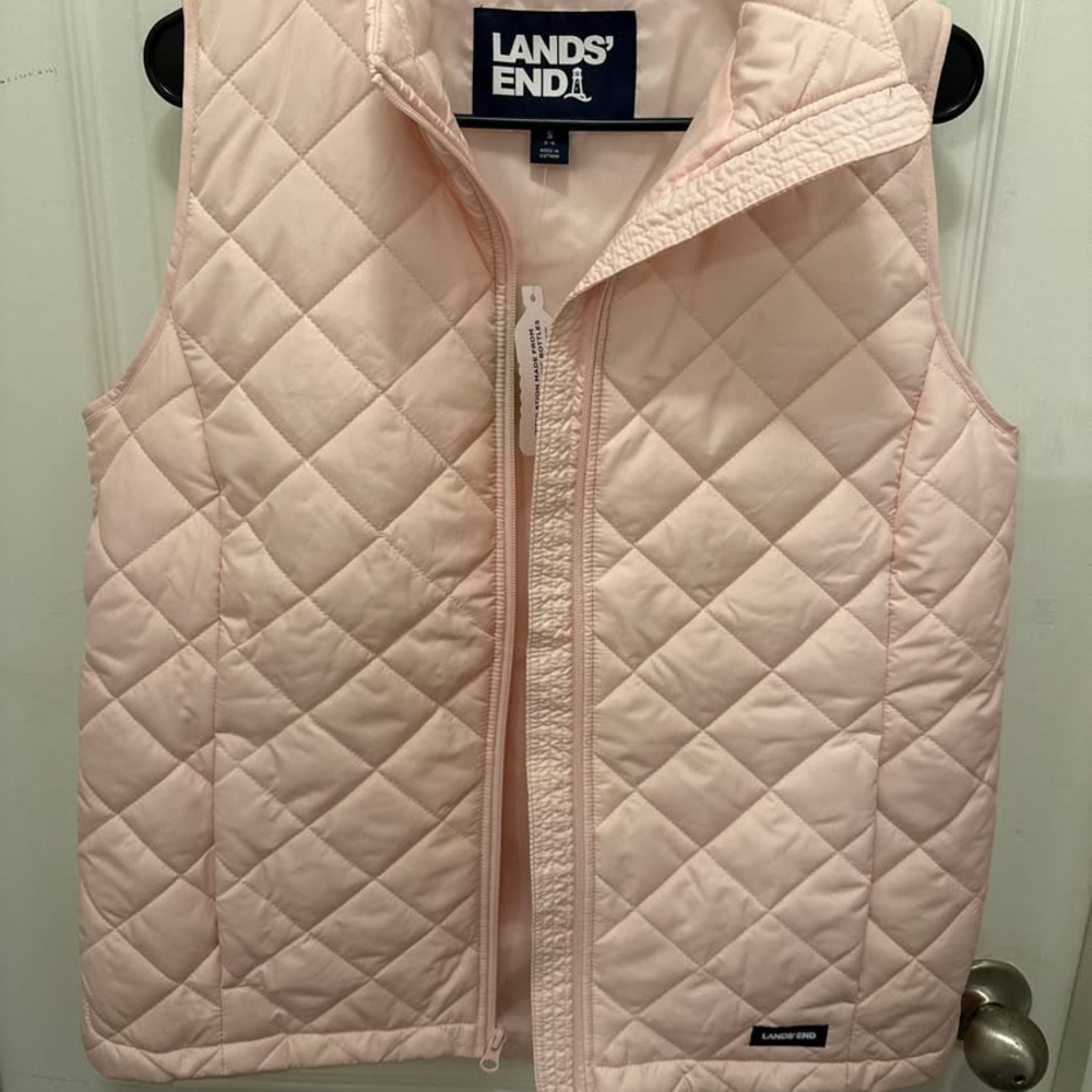 Lands' End, NEW with tags, Quilted Pink Vest, Size S